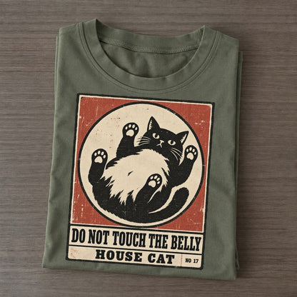 Do Not Touch The Belly Neko Says No Classic T-shirt – Army Green