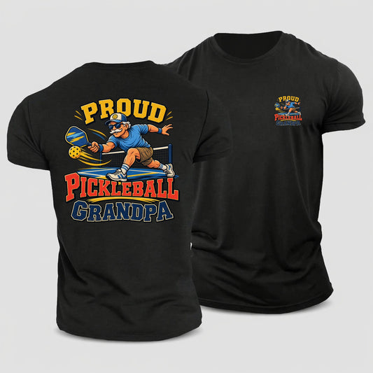 Proud Pickleball Grandpa Pickleball Life Cotton T-Shirt – Black