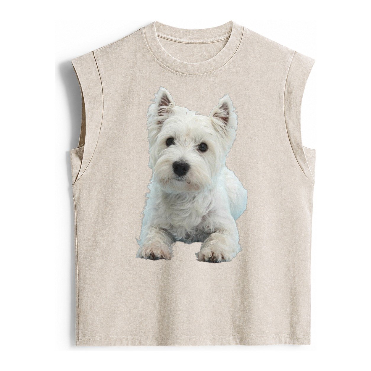 West Highland White Terrier Vintage Washed Tank – Beige