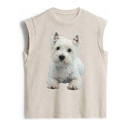 West Highland White Terrier Vintage Washed Tank – Beige