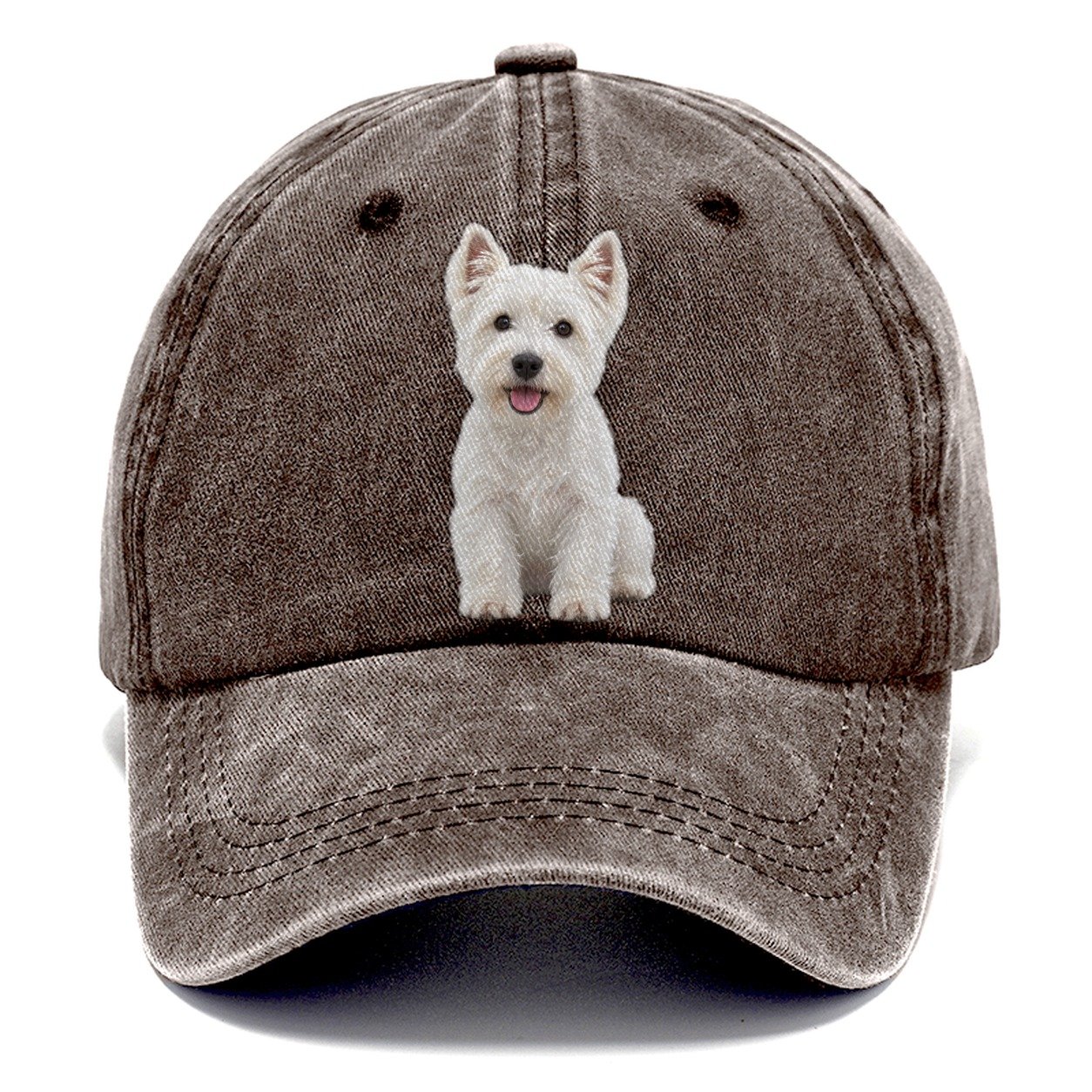 West Highland White Terrier Westie Sitting Top Breeds Classic Cap – Brown