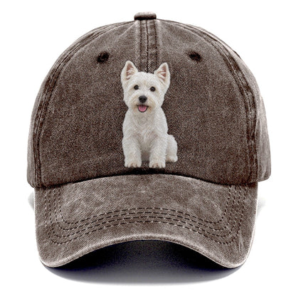 West Highland White Terrier Westie Sitting Top Breeds Classic Cap – Brown