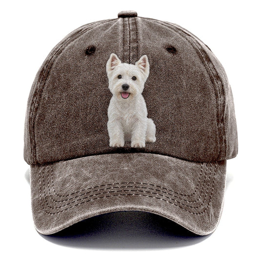 West Highland White Terrier Westie Sitting Top Breeds Classic Cap – Brown