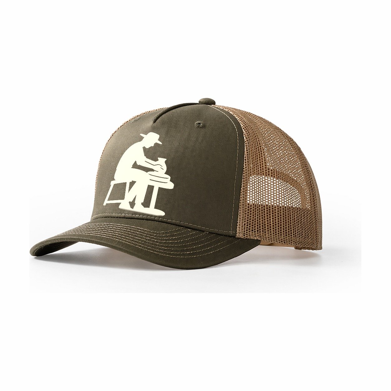 Potter Shaping Clay On Wheel Trucker Hat – Olive-Khaki
