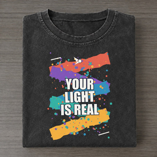Your Light Is Real Colorburst Uplift Vintage T-shirt – Black