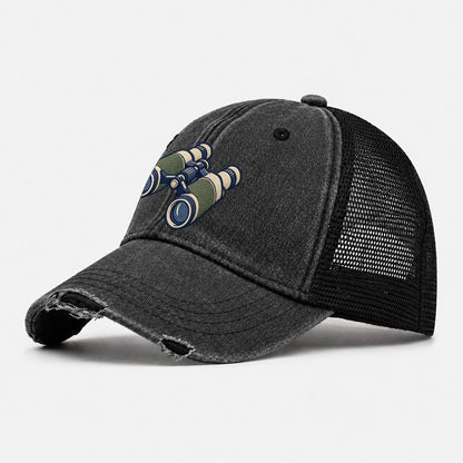 Field Binoculars Tiny Solo Marks Washed Trucker Hat – Black