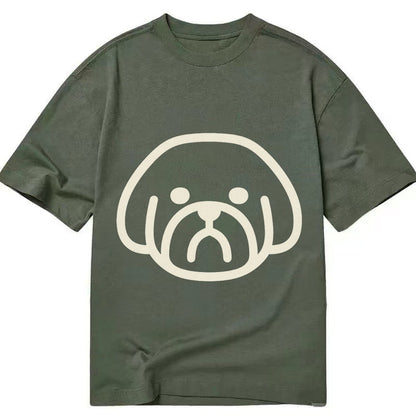 Shih Tzu Minimalist Fluffy Design With Strong Black Border Classic T-shirt – Army Green