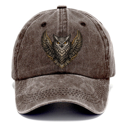 Gold-Accented Owl Crest Classic Cap – Brown