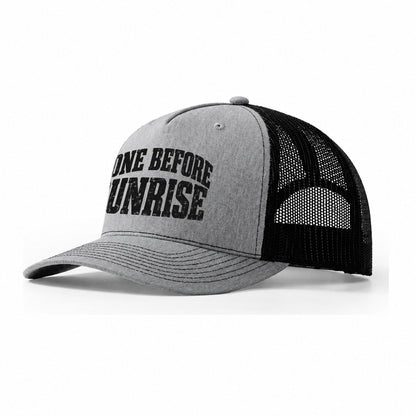 Gone Before Sunrise Fishing Club Trucker Hat – Sport Grey Black
