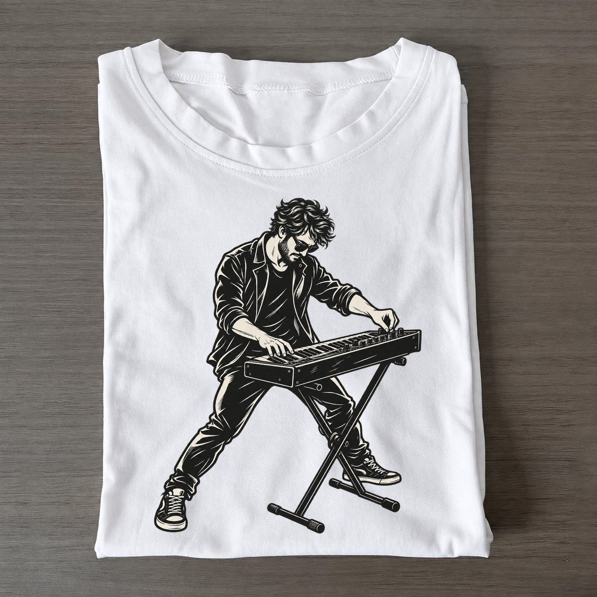 Synth Player Filter Sweep Global Music Ink Figures Classic T-shirt – White