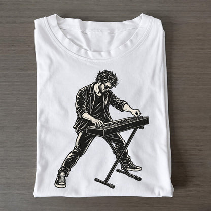 Synth Player Filter Sweep Global Music Ink Figures Classic T-shirt – White