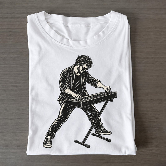 Synth Player Filter Sweep Global Music Ink Figures Classic T-shirt – White