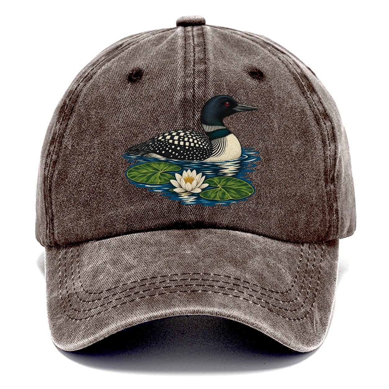 Common Loon And Water Lilies Canada Cultural Icons Classic Cap – Brown