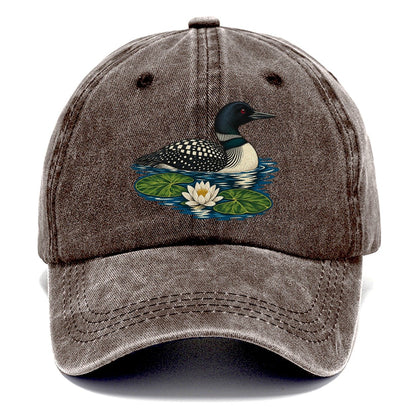 Common Loon And Water Lilies Canada Cultural Icons Classic Cap – Brown