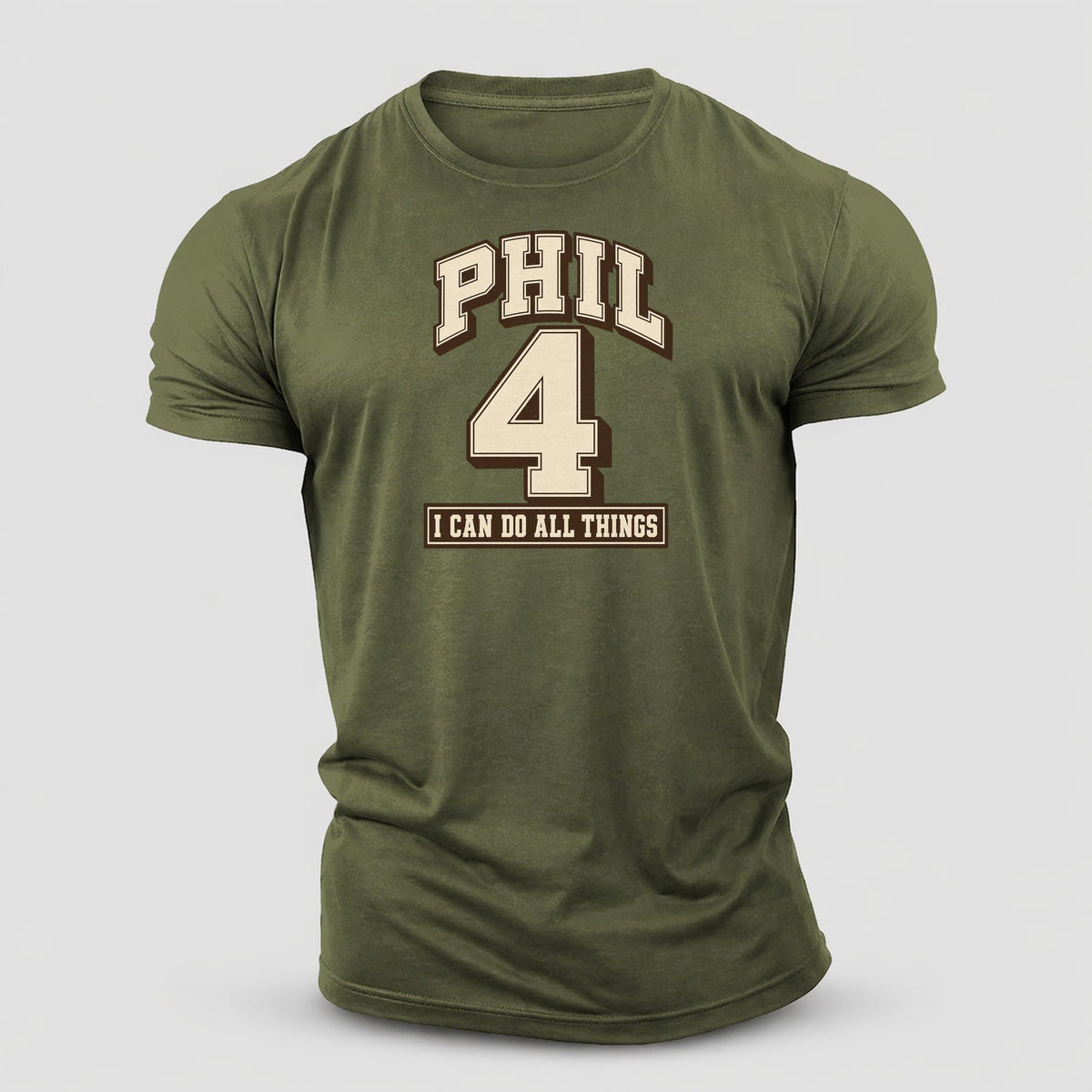 Philippians 4 Varsity Chapel Varsity Cotton T-Shirt – Army Green