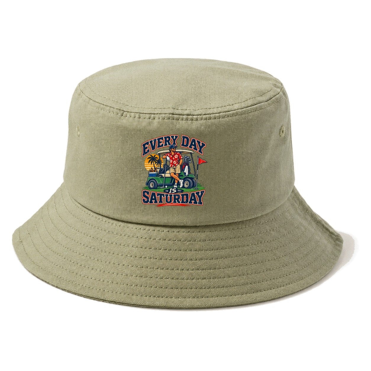 Every Day Is Saturday Golf Life Bucket Hat – Army Green