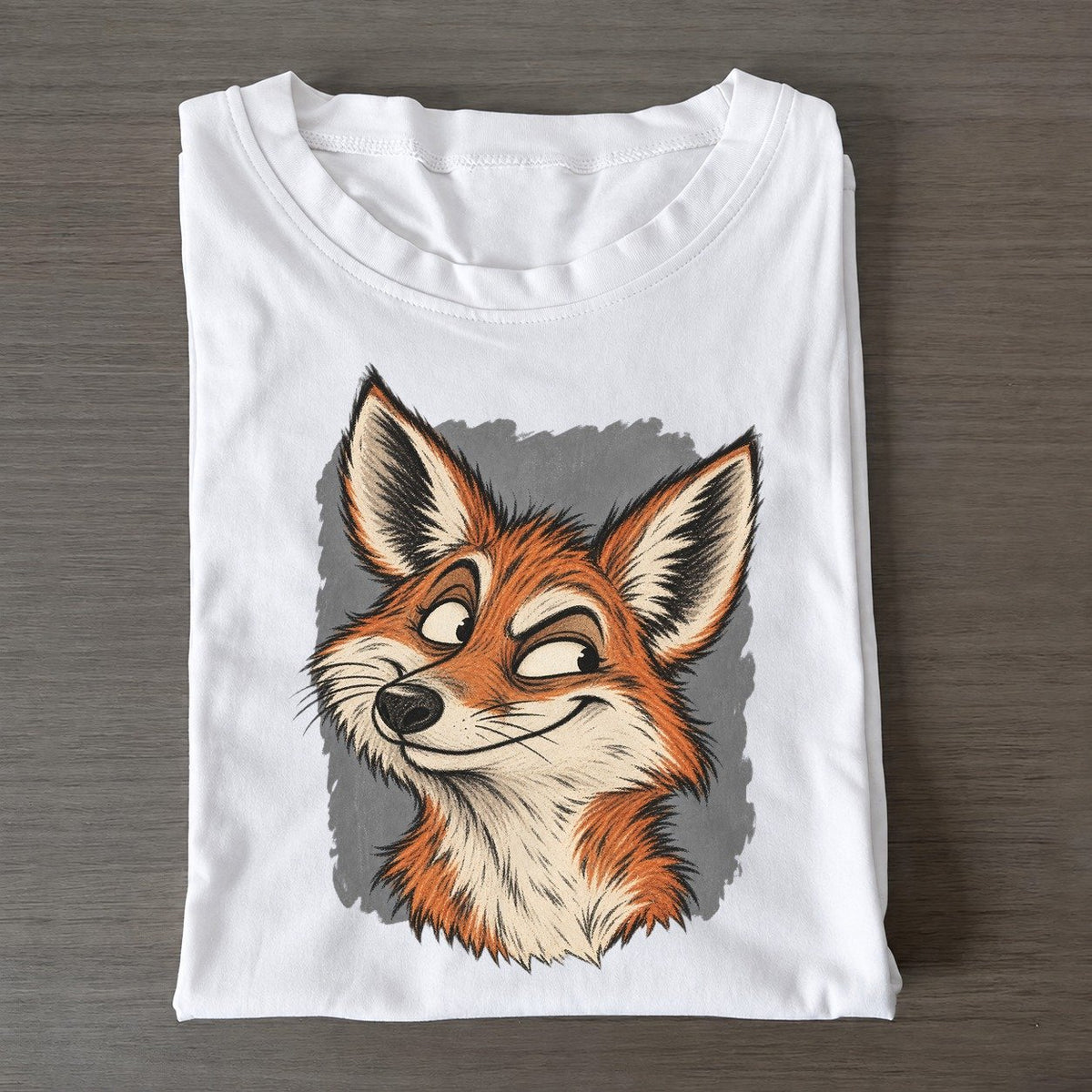 Fox Expressive Portrait Wild Grin Gallery Classic T-shirt – White