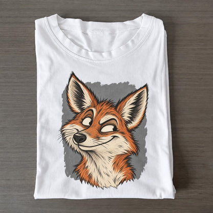 Fox Expressive Portrait Wild Grin Gallery Classic T-shirt – White