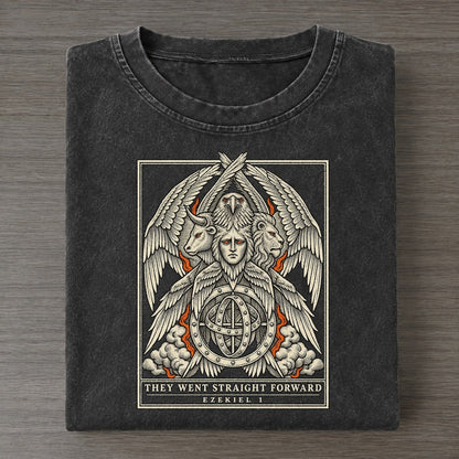 They Went Straight Forward Sixfold Wings Vintage T-shirt – Black