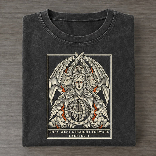 They Went Straight Forward Sixfold Wings Vintage T-shirt – Black