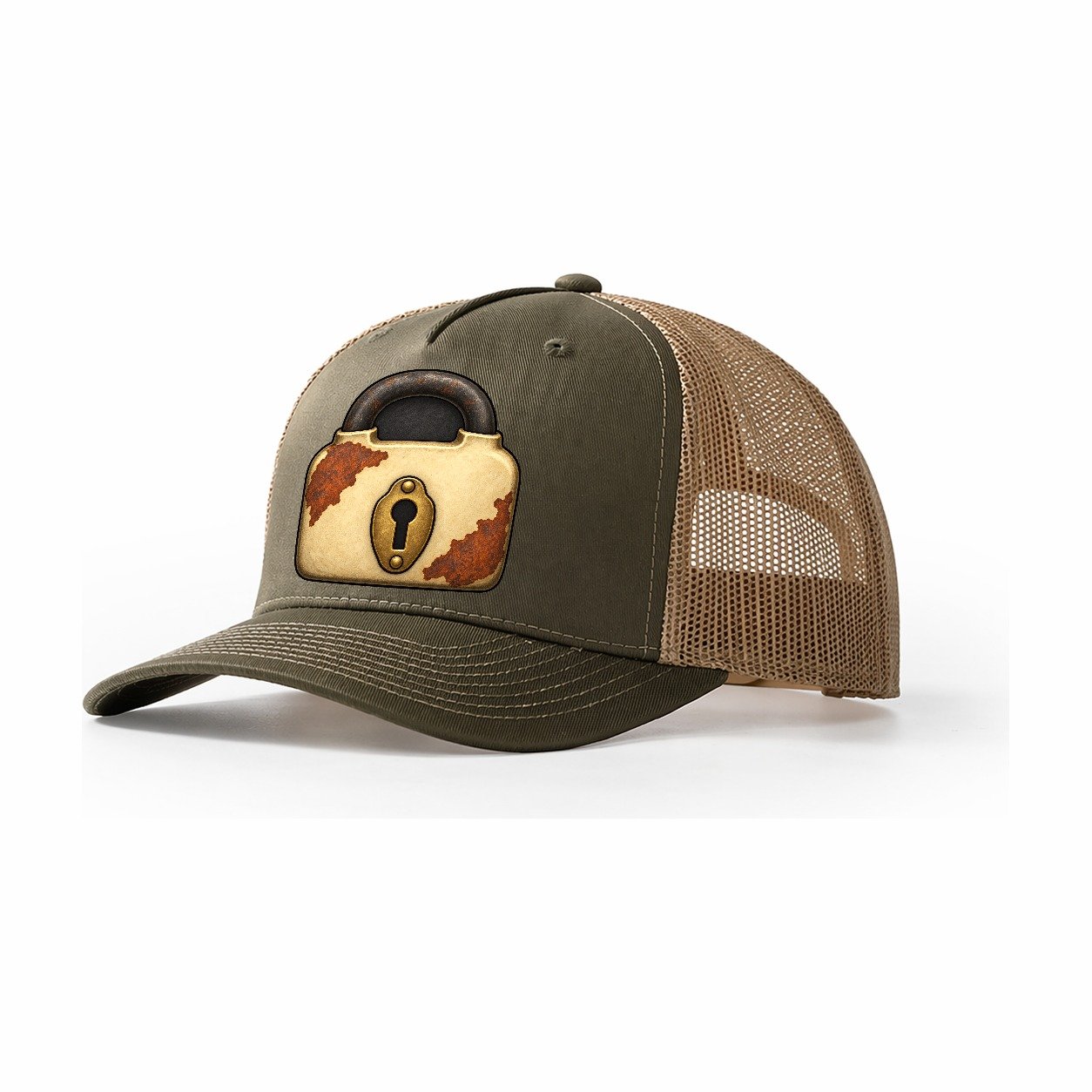 The Old Padlock Treasure Hunting Trucker Hat – Olive Khaki
