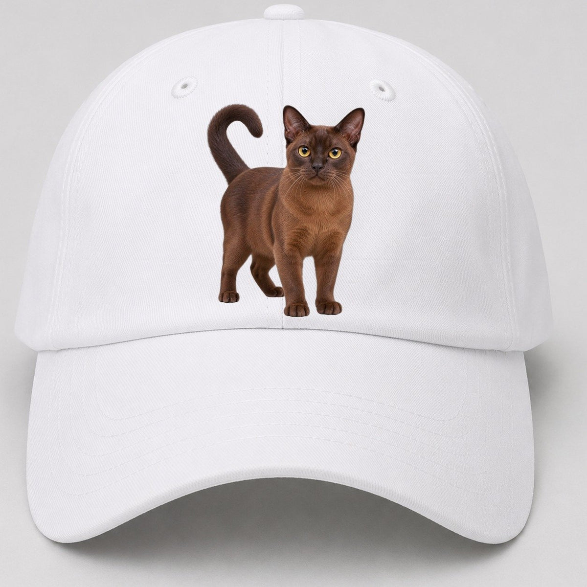Burmese Standing Three Quarter Realistic Cat Portrait Baseball Cap – White