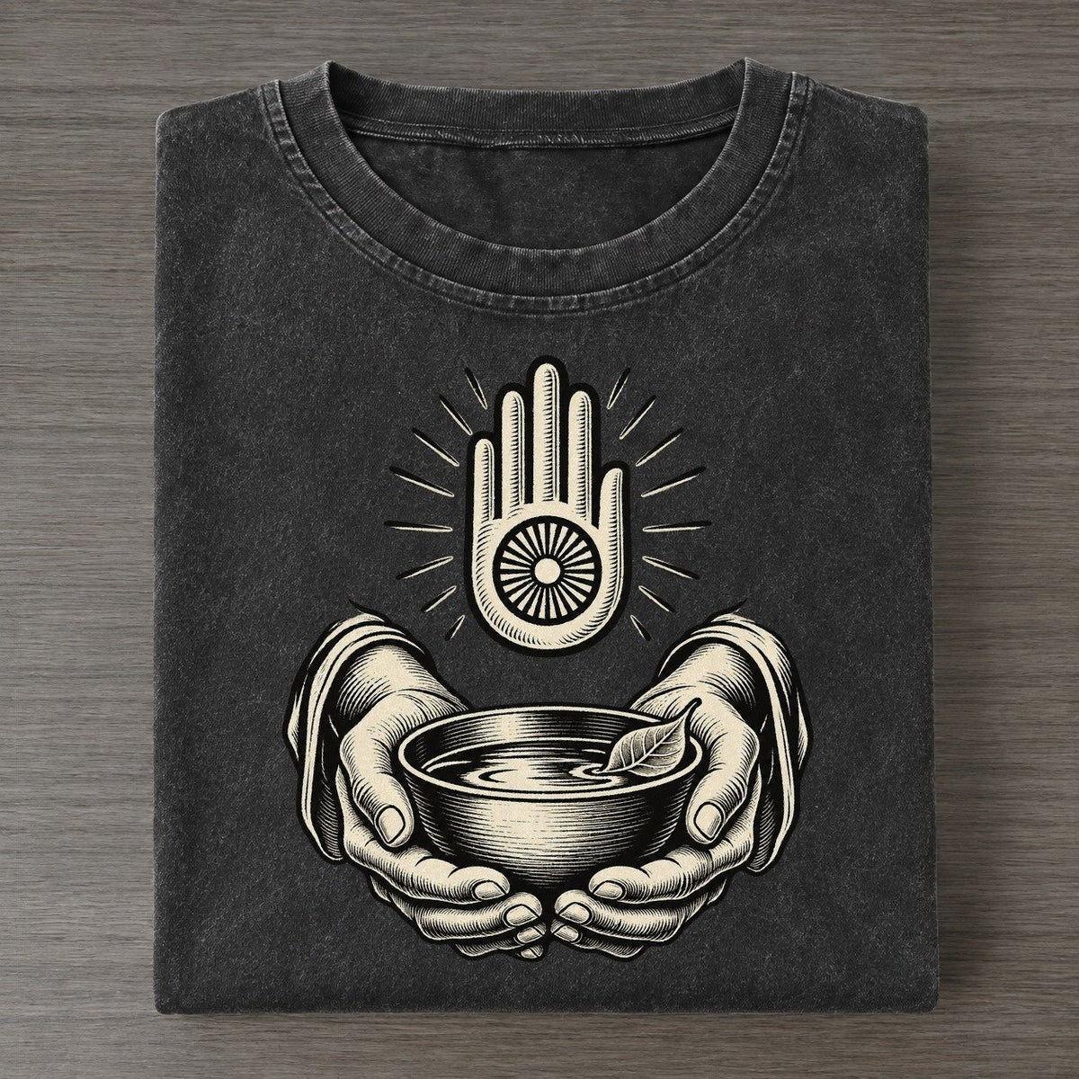 Jain Compassion Bowl World Faiths Ink Figures Vintage T-shirt – Black