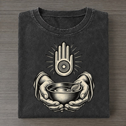 Jain Compassion Bowl World Faiths Ink Figures Vintage T-shirt – Black