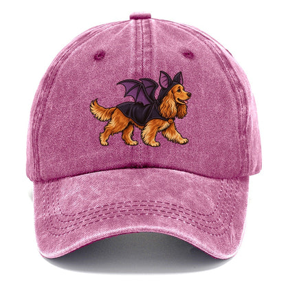 One Cocker Spaniel In Halloween Costume Bat Costume With Soft Felt Wings Halloween Dog Parade Classic Cap – Dusty Rose