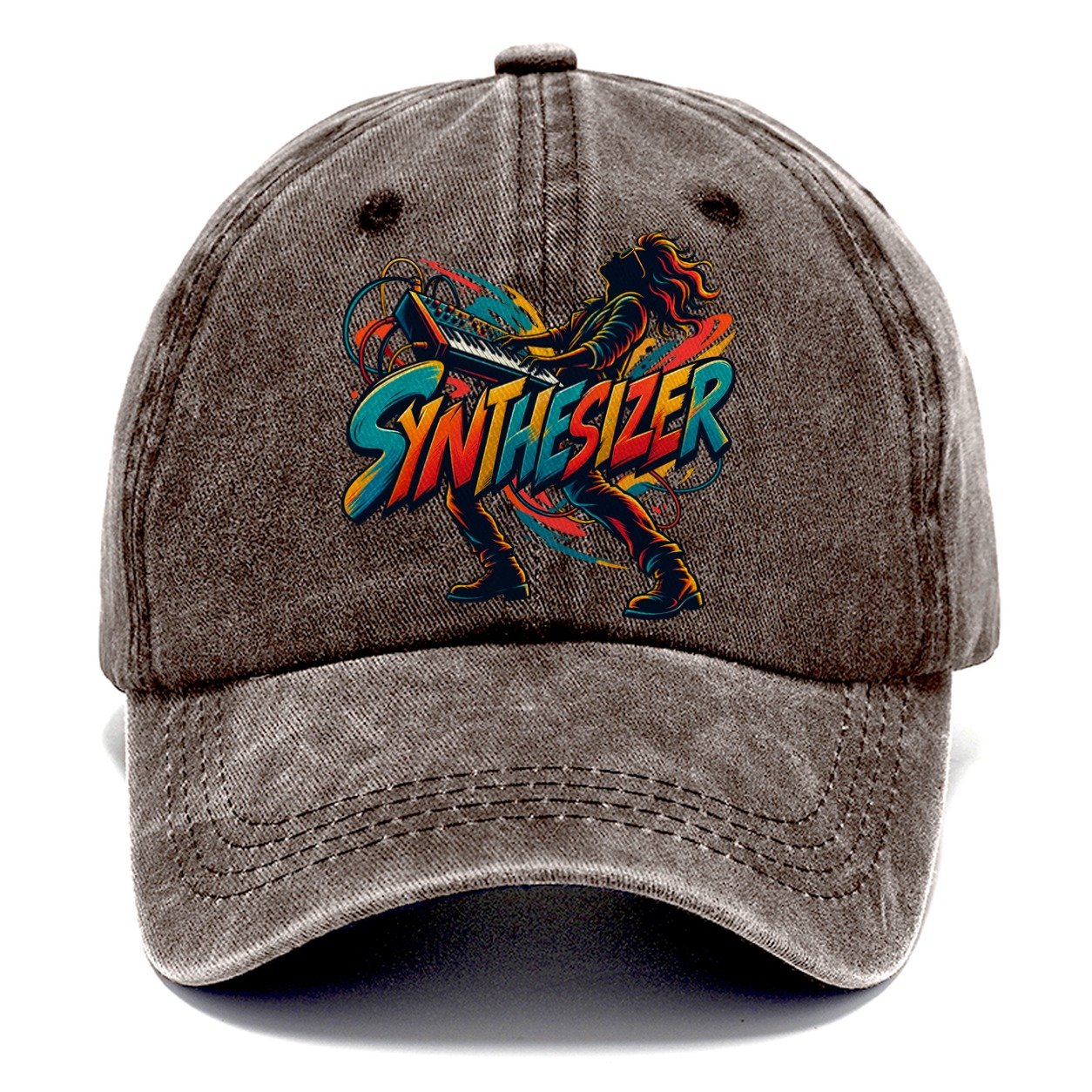 Synthesizer Wordmark Music Instruments Classic Cap – Brown