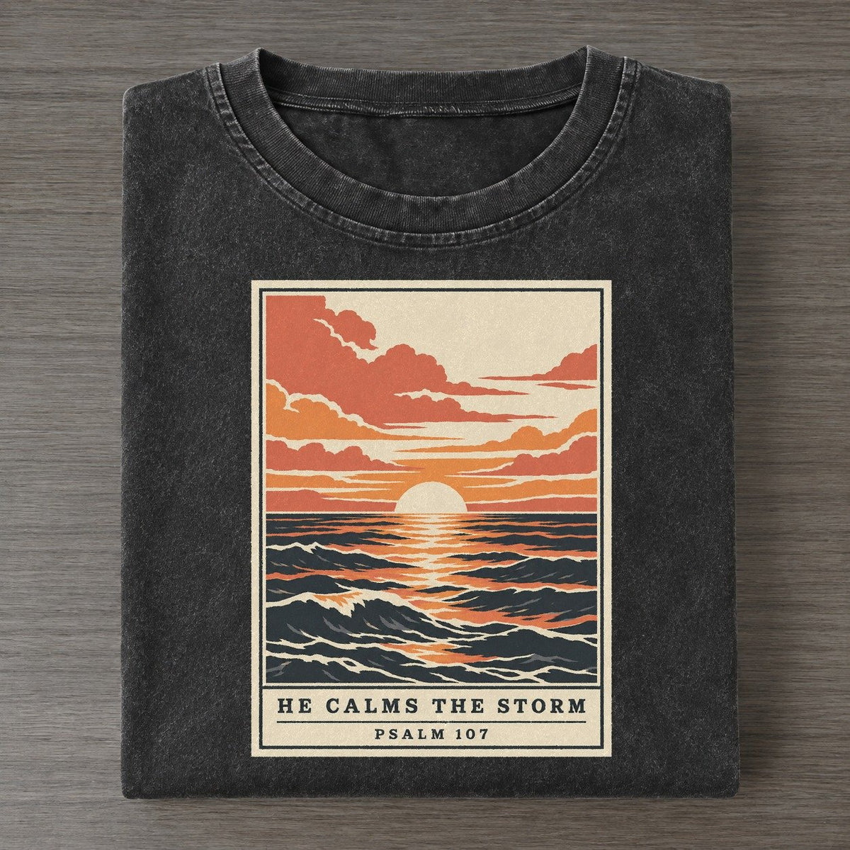 He Calms The Storm Given Light Vintage T-shirt – Black