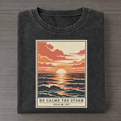 He Calms The Storm Given Light Vintage T-shirt – Black