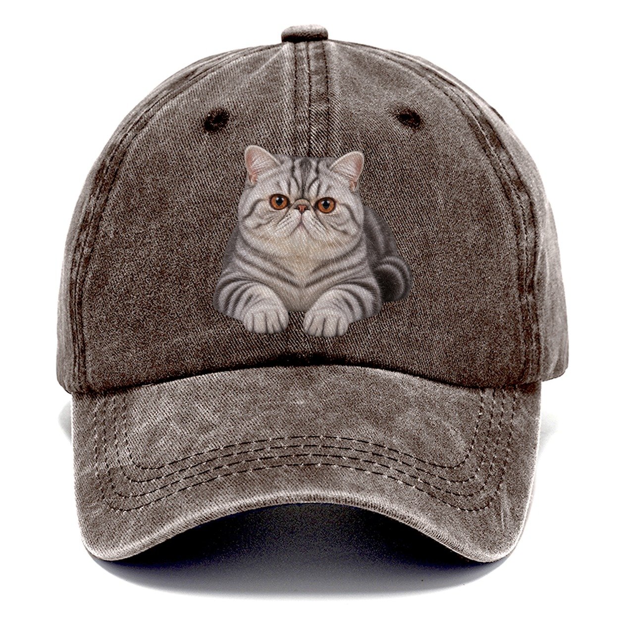 Exotic Shorthair Reclining Paws Forward Realistic Cat Portrait Classic Cap – Brown