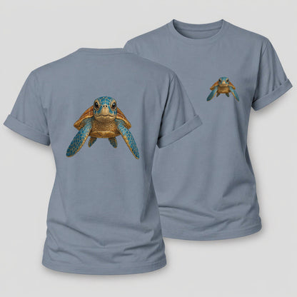 Sea Turtle Serenity Women's Cotton T-Shirt – Aegean Blue