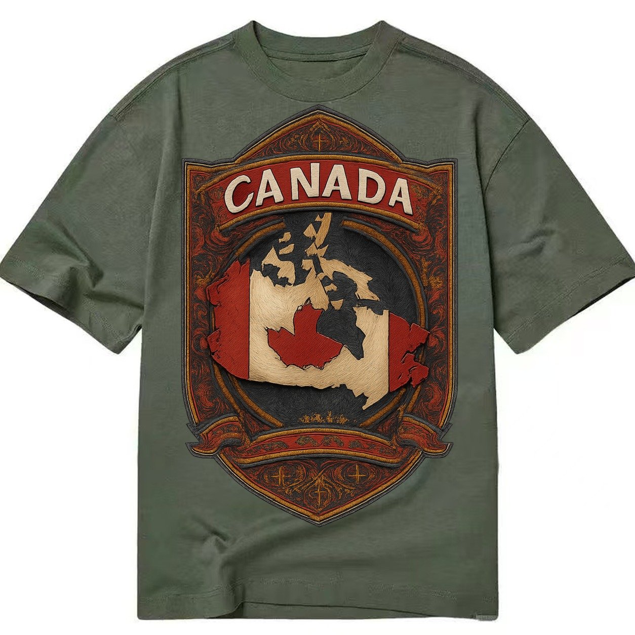 Canada Map Classic T-shirt – Army Green