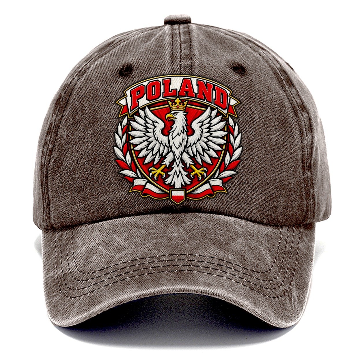 Poland Retro Badge Country Logos Classic Cap – Brown