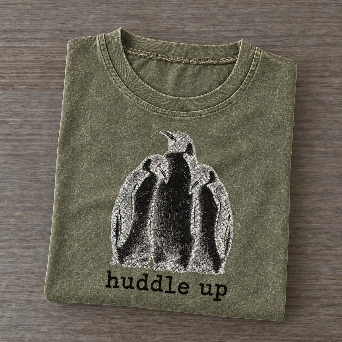 Huddle Up Collective Nouns Vintage T-shirt – Army Green