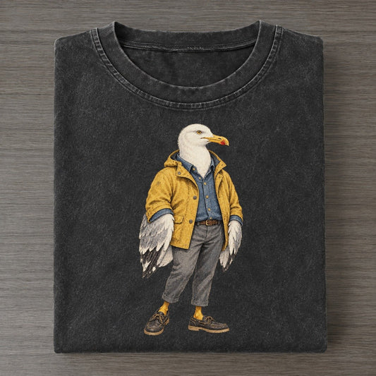 Herring Gull Wardrobe Portrait Wild Wardrobe Portraits Vintage T-shirt – Black