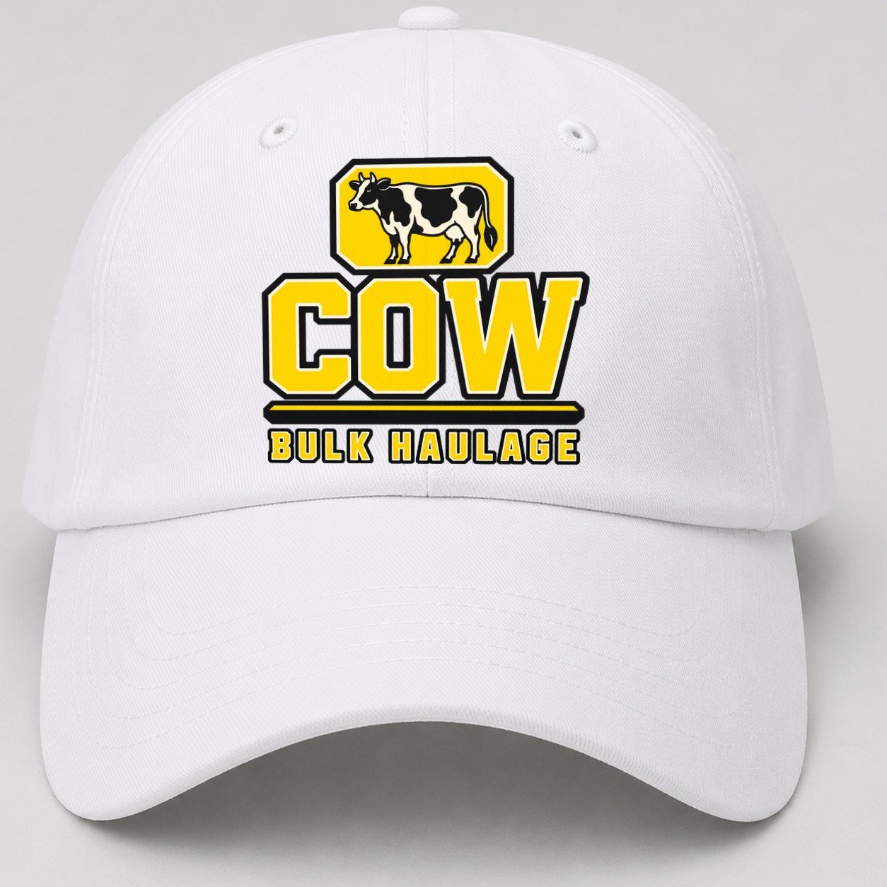 Cow Bulk Haulage Heavy Duty Baseball Cap – White