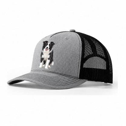 Border Collie Standing Top Breeds Trucker Hat – Sport Grey Black