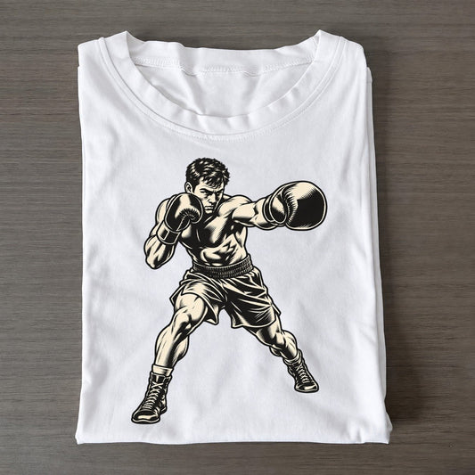 Boxer Guarded Jab Global Sports Ink Figures Classic T-shirt – White