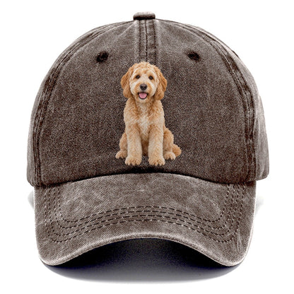 Goldendoodle Sitting Top Breeds Classic Cap – Brown