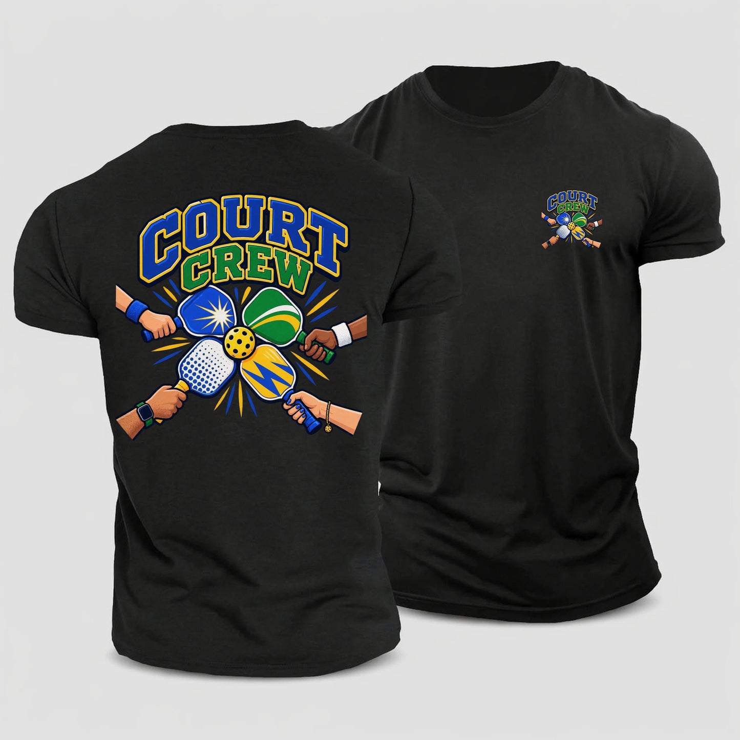 Court Crew Pickleball Life Cotton T-Shirt – Black