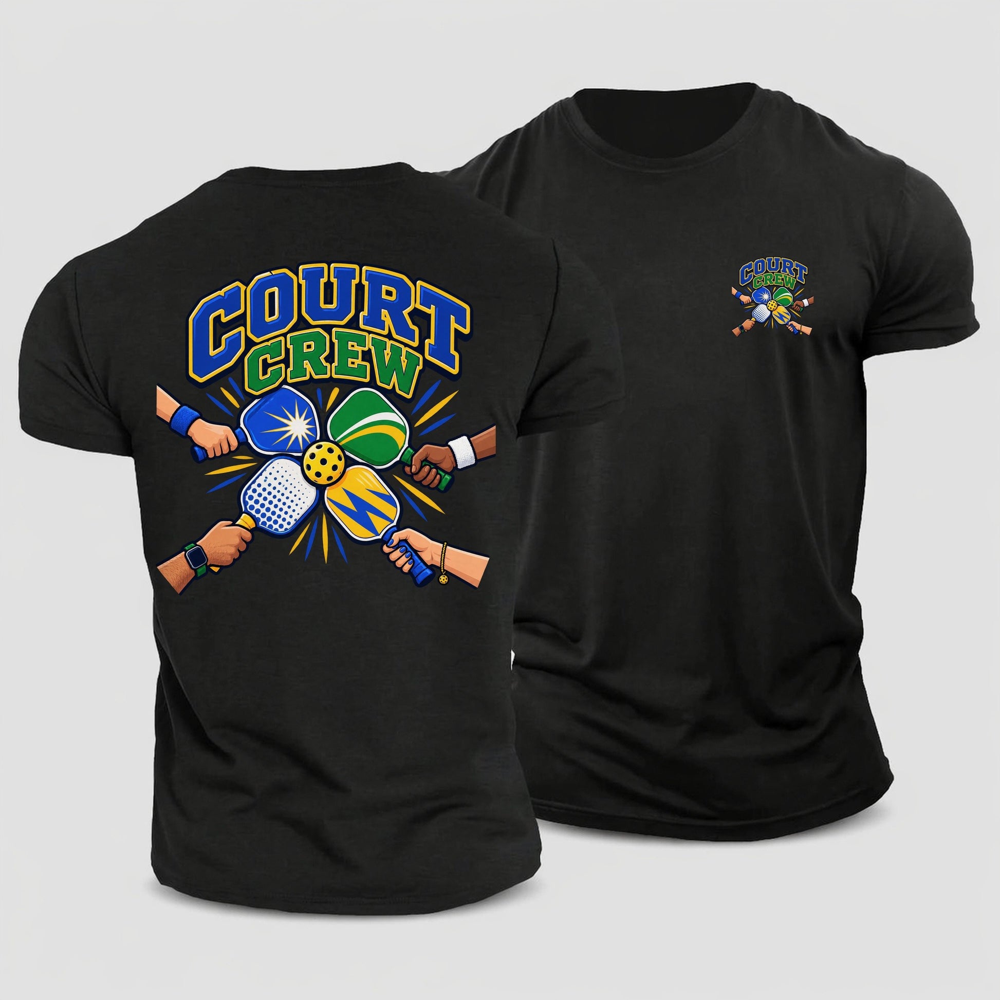 Court Crew Pickleball Life Cotton T-Shirt – Black