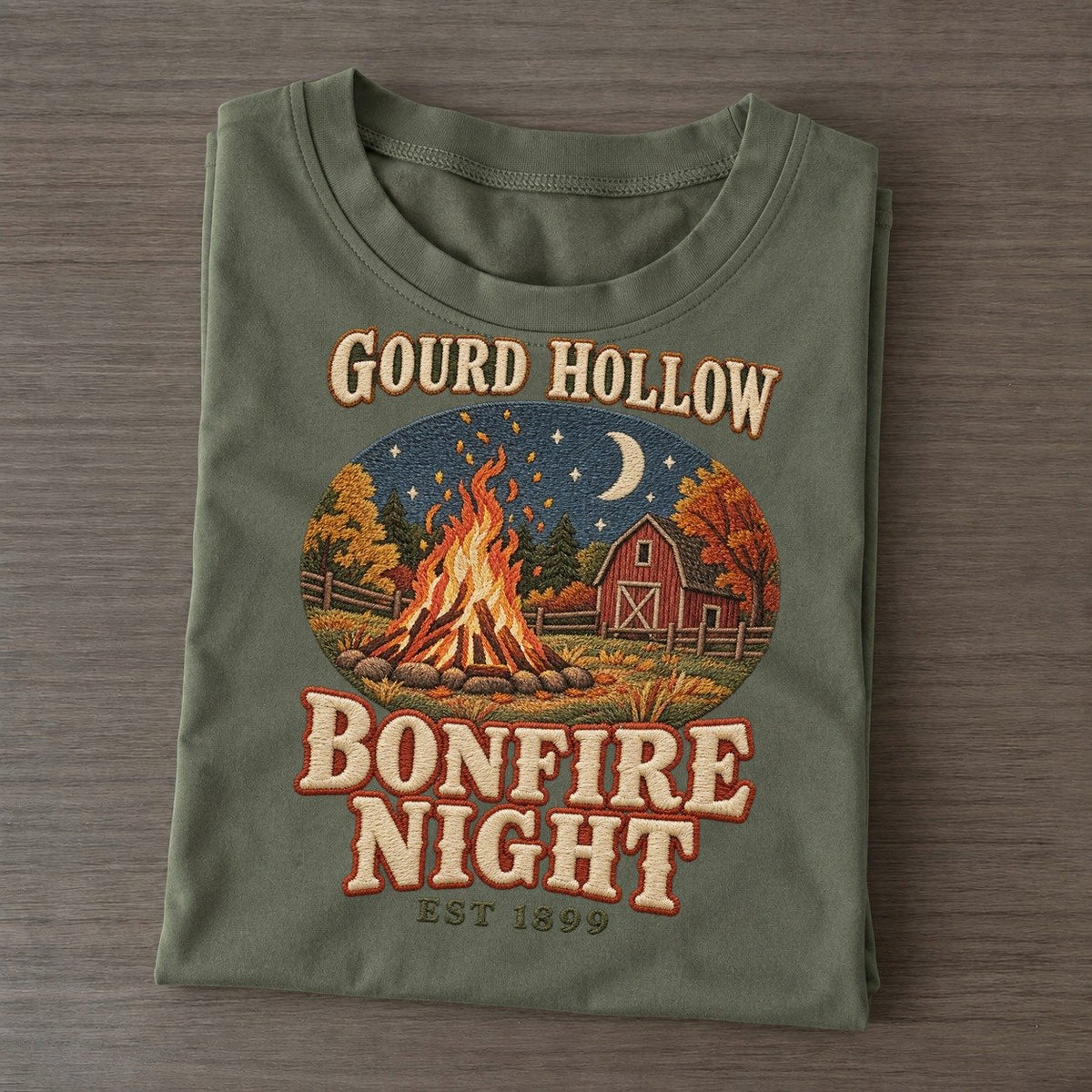 Bonfire Night Gourd Hollow Classic T-shirt – Army Green