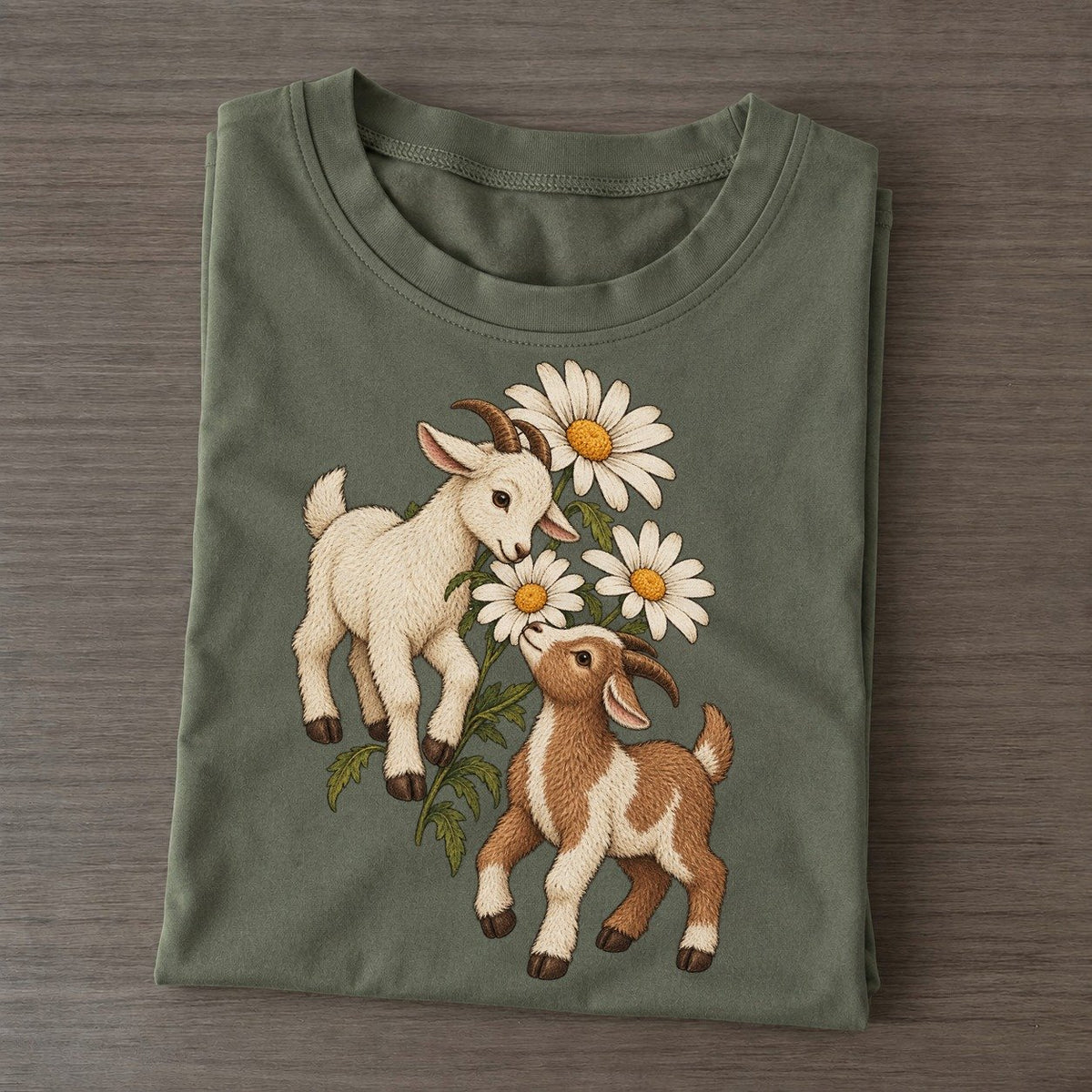 Daisy Goat Pair Everyday Originals Classic T-shirt – Army Green