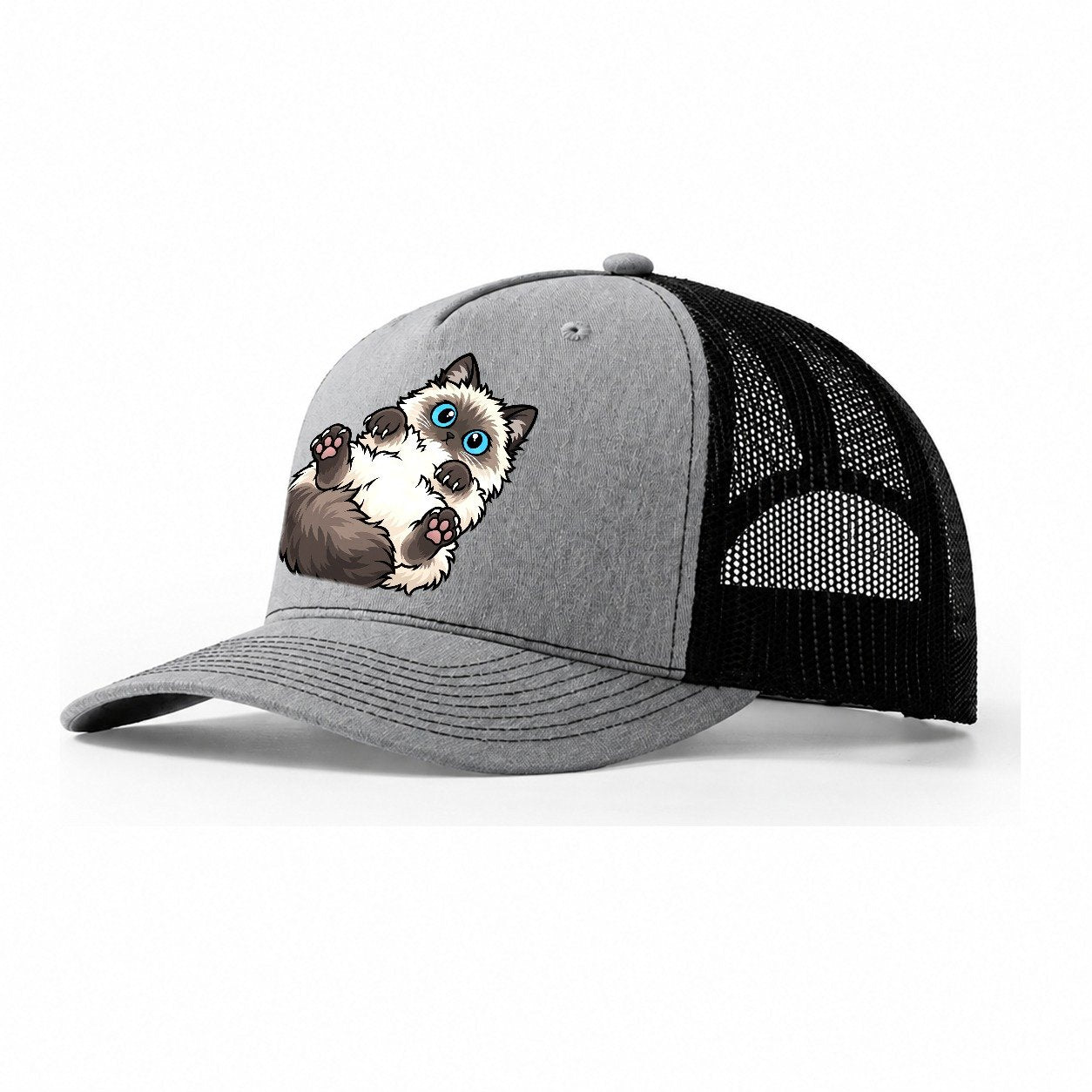 Ragdoll Flopped Peeking Cats Trucker Hat – Sport Grey Black