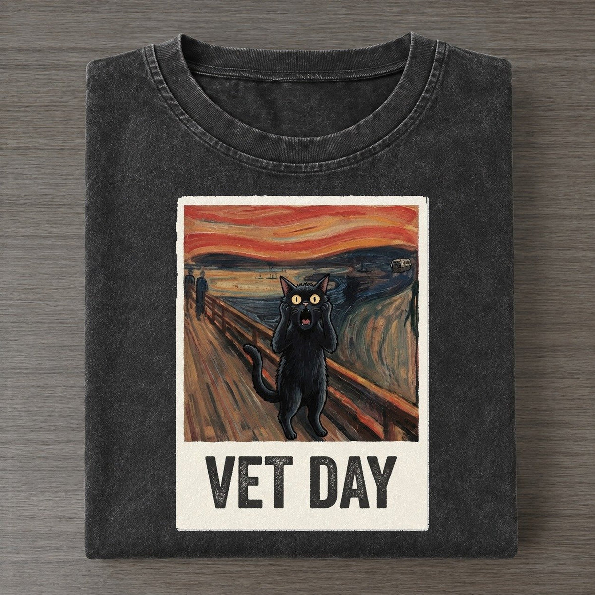 Black Cat Scream Vet Day Scream Vintage T-shirt – Black