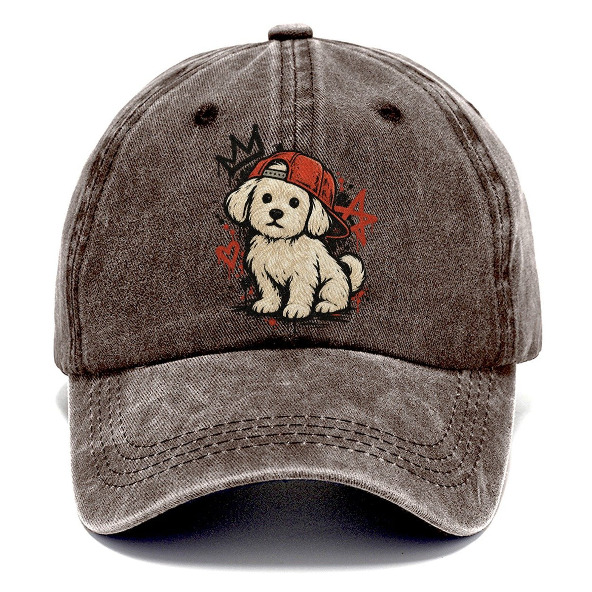 Graffiti Puppy Red Classic Cap – Brown
