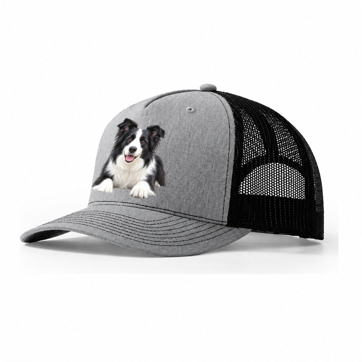 Border Collie Lying Down Top Breeds Trucker Hat – Sport Grey Black